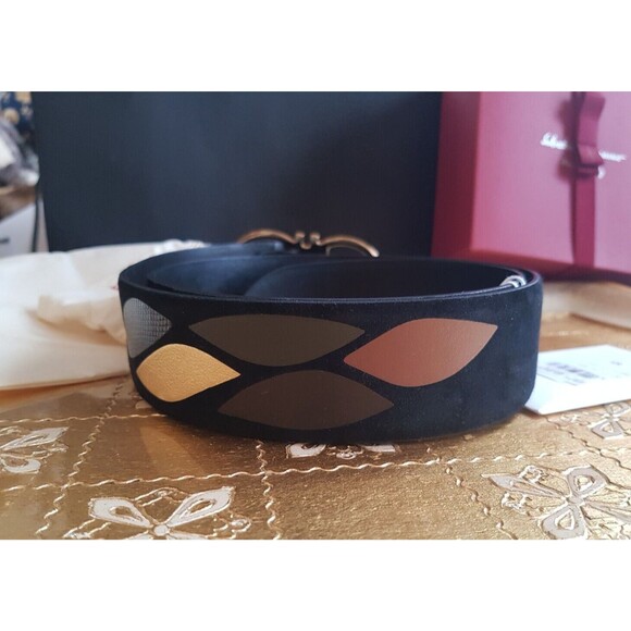 SALVATORE FERRAGAMO patchwork suede belt, 85 cm, NWT main image 5
